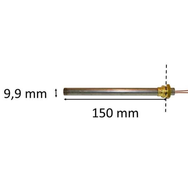 Zündkerze / Glühzünder mit Gewinde für Pelletofen:  9,9 mm x 150 mm x 300 Watt 3/8" Gewinde